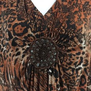 Rafaella Tops - 5/$25 Rafaella Leopard Print Blouse w Beading 2X Rafaella Tops - 5/$25 Rafaella Leopard Print Blouse w Beading 2X